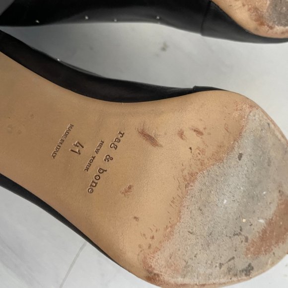 Rag & Bone Agnes Studded Pull-on Bootie Lamb Nappa Leather Chunky Heel Round Toe - Picture 8 of 9